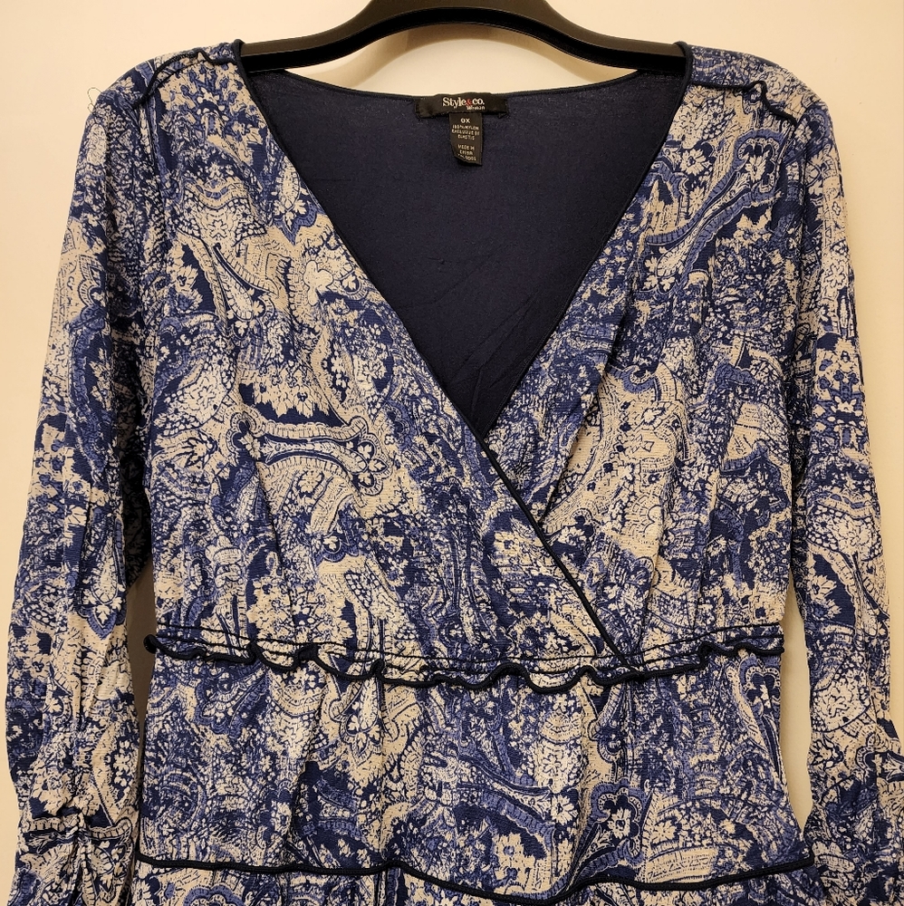 Style and Company Blue Paisley Print Dress